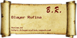 Blayer Rufina névjegykártya